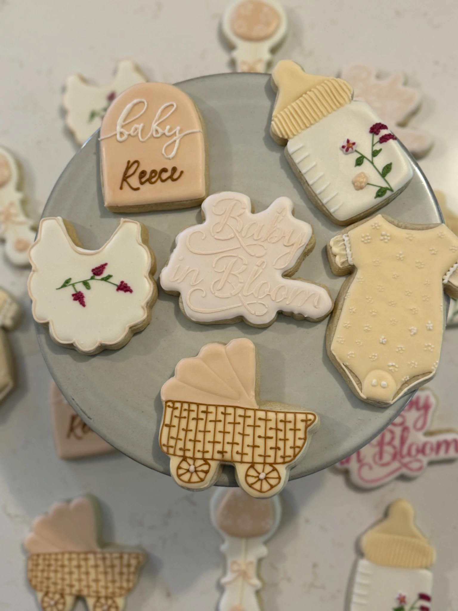Baby in Bloom baby shower cookies